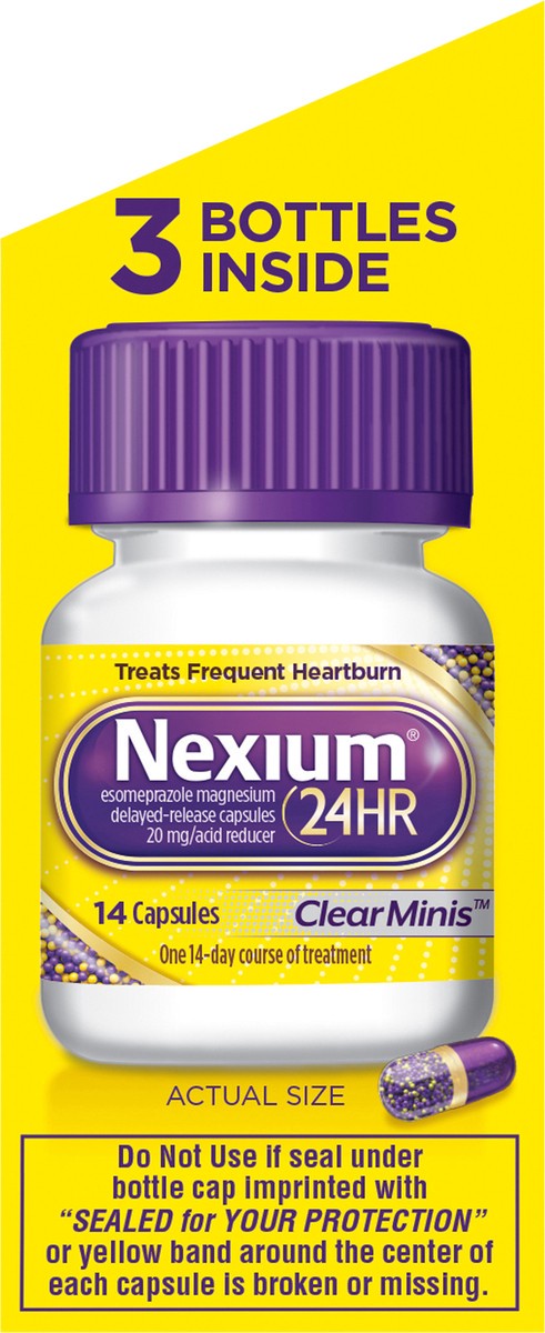 slide 5 of 9, Nexium 24HR ClearMinis Acid Reducer Heartburn Relief Delayed Release Capsules with Esomeprazole Magnesium - 42 Count, 42 ct