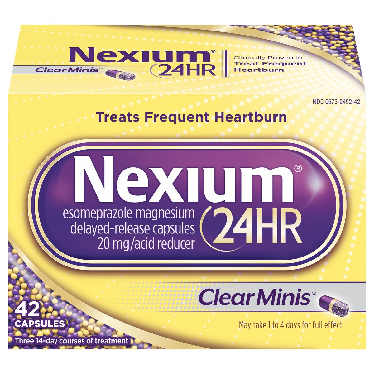 slide 1 of 9, Nexium 24HR ClearMinis Acid Reducer Heartburn Relief Delayed Release Capsules with Esomeprazole Magnesium - 42 Count, 42 ct