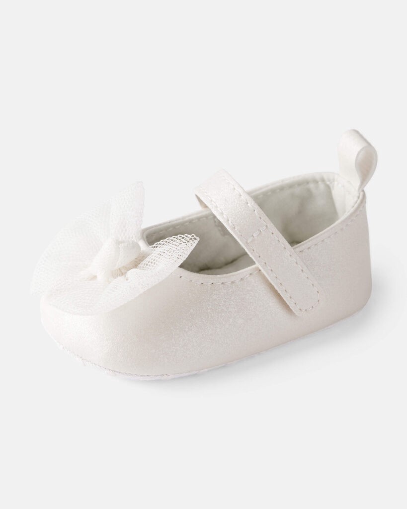 slide 4 of 6, Carter's Baby Girl Tulle Bow Dress Shoes - White White 3, 1 ct