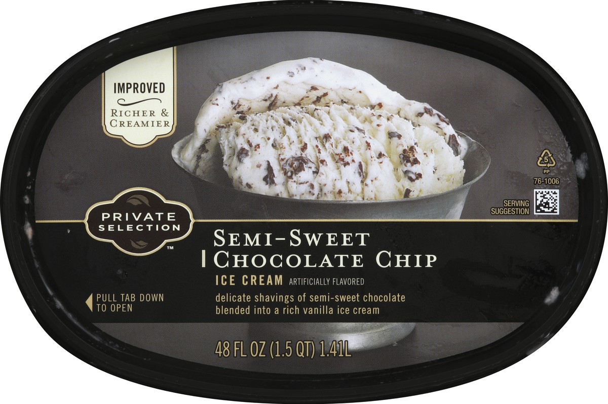 slide 6 of 6, Private Selection Semi-Sweet Chocolate Chip Ice Cream, 48 fl oz