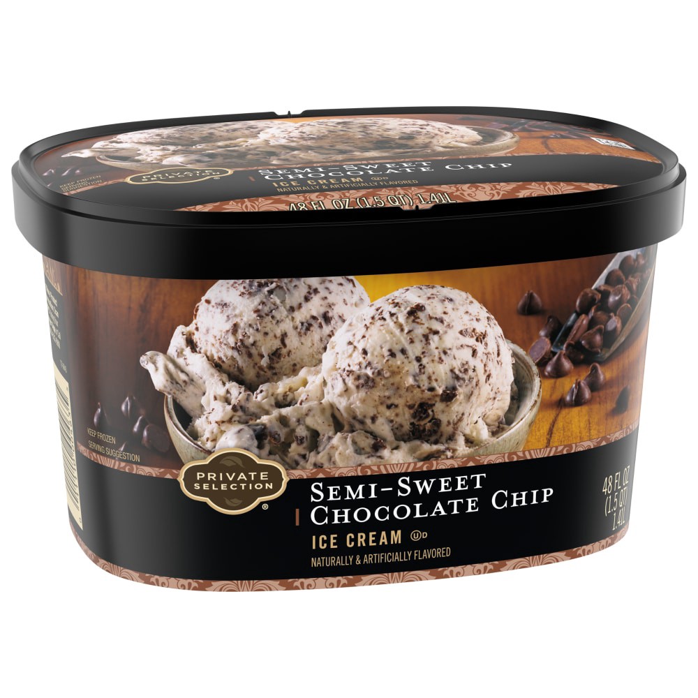 slide 1 of 6, Private Selection Semi-Sweet Chocolate Chip Ice Cream, 48 fl oz