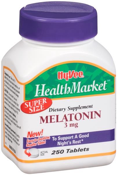 slide 1 of 1, Hy-Vee Healthmarket Melatonin 3Mg Tablets, 250 ct; 3 mg