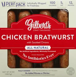 Gilberts Craft Sausage Chicken Bratwurst With Sauteed Onions