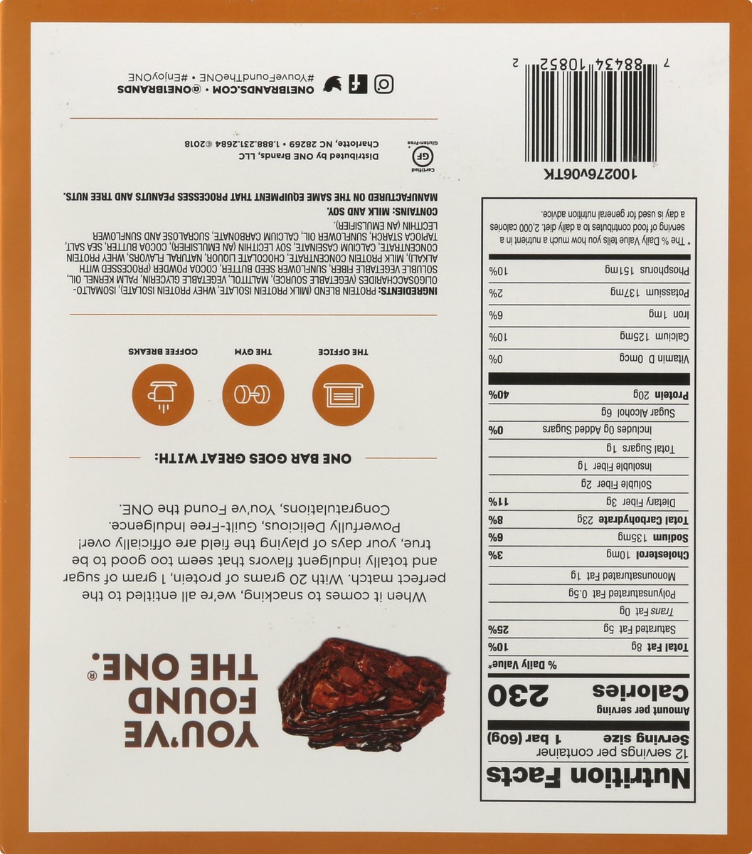 slide 12 of 13, ONE Chocolate Brownie Flavored Protein Bar 12 ea, 12 ct