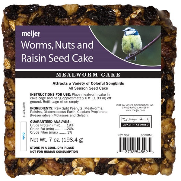 slide 1 of 1, Meijer Worms Nuts Raisins Seed Cake, 7 oz