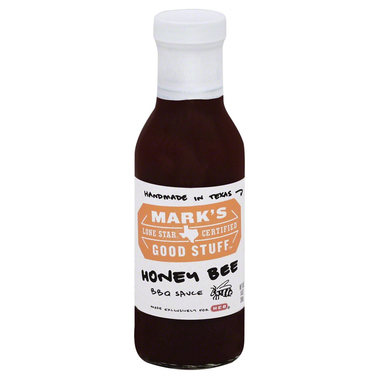 slide 1 of 1, Mark's Good Stuff Honey Bee BBQ Sauce, 14 oz