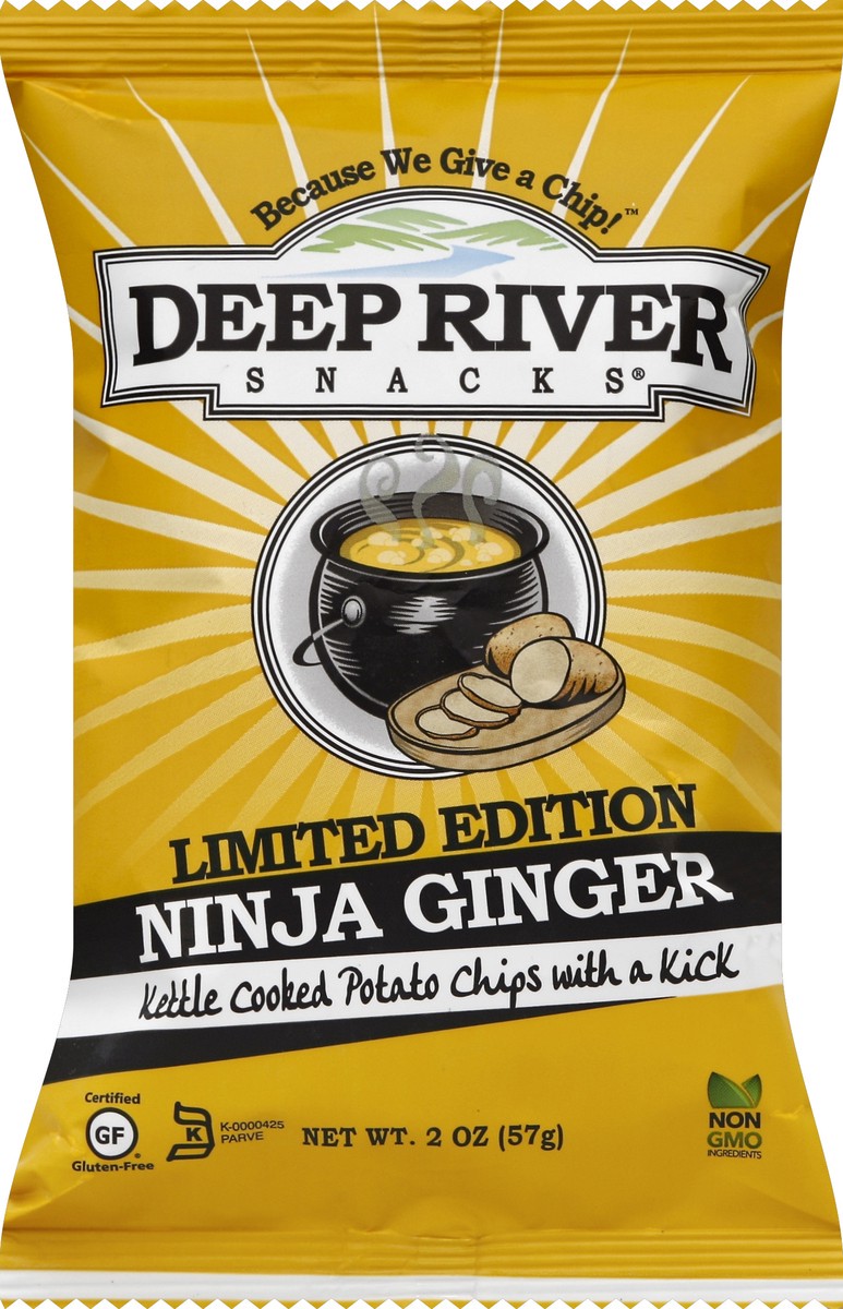 slide 4 of 5, Deep River Snacks Ninja Ginger Kettle Cooked Potato Chips With A Kick, 2 oz