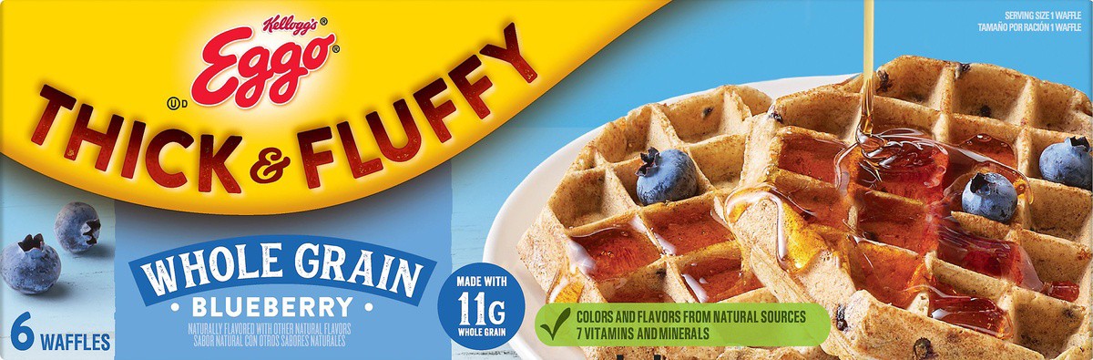 slide 7 of 8, Eggo Kellogg's Eggo Thick and Fluffy Blueberry Frozen Waffles, 11.6 oz