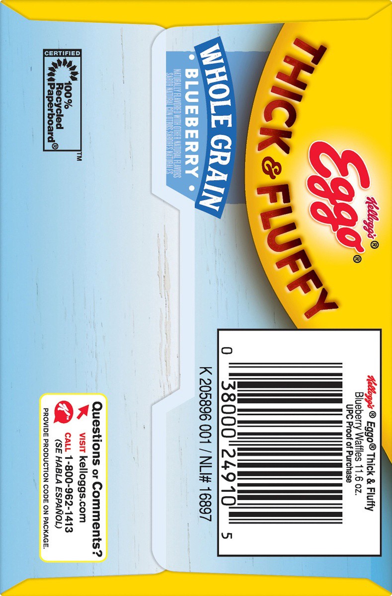 slide 2 of 8, Eggo Kellogg's Eggo Thick and Fluffy Blueberry Frozen Waffles, 11.6 oz