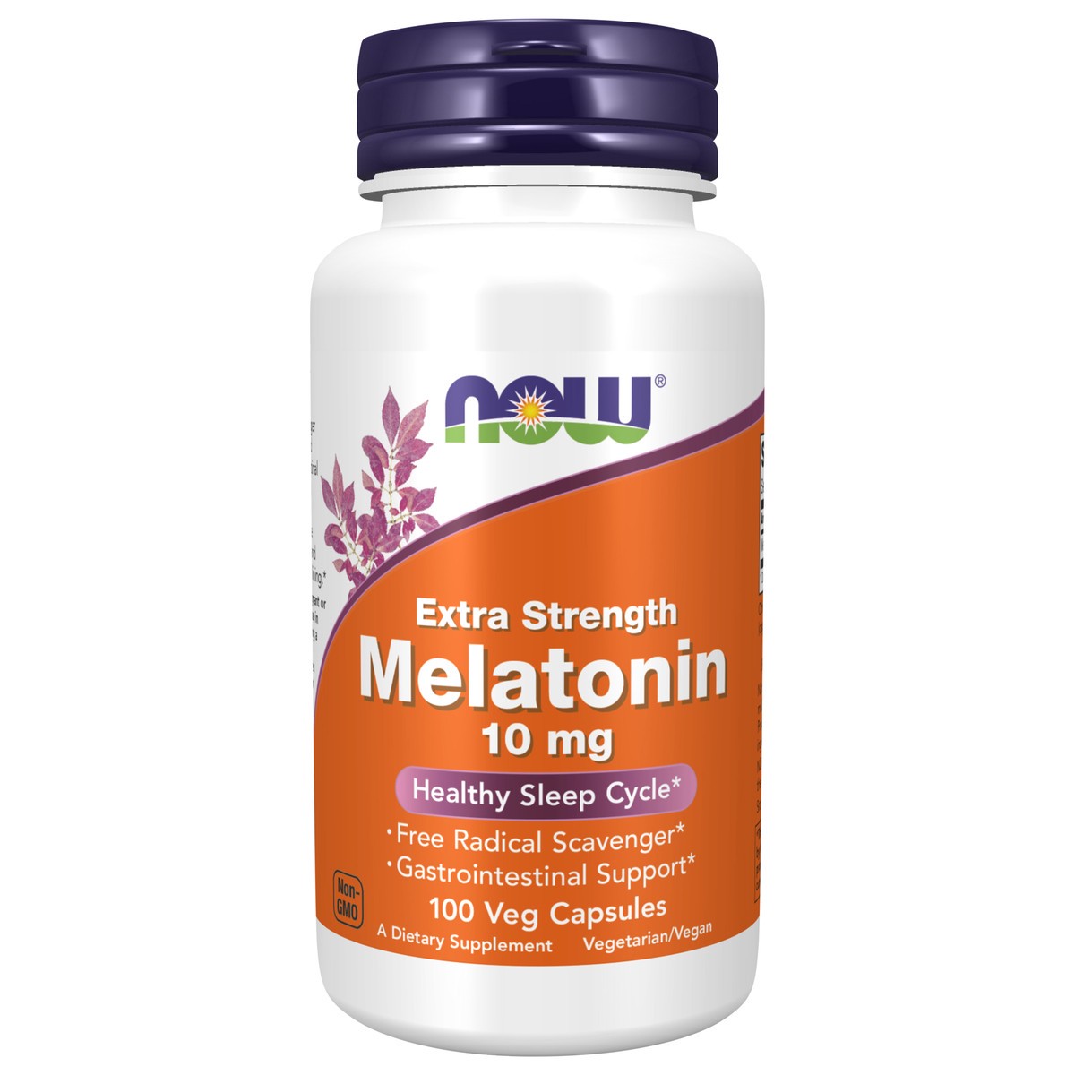 slide 1 of 4, NOW Melatonin, Extra Strength 10 mg - 100 Veg Capsules, 100 ct