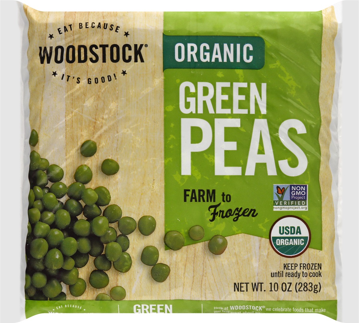 slide 13 of 13, Woodstock Organic Green Peas 10 oz, 10 oz