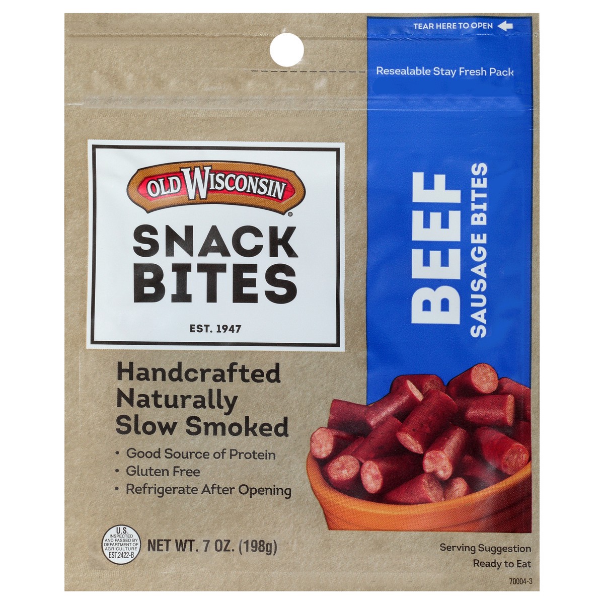 slide 1 of 7, Old Wisconsin Beef Sausage Snack Bites 7 oz. Pouch, 7 oz