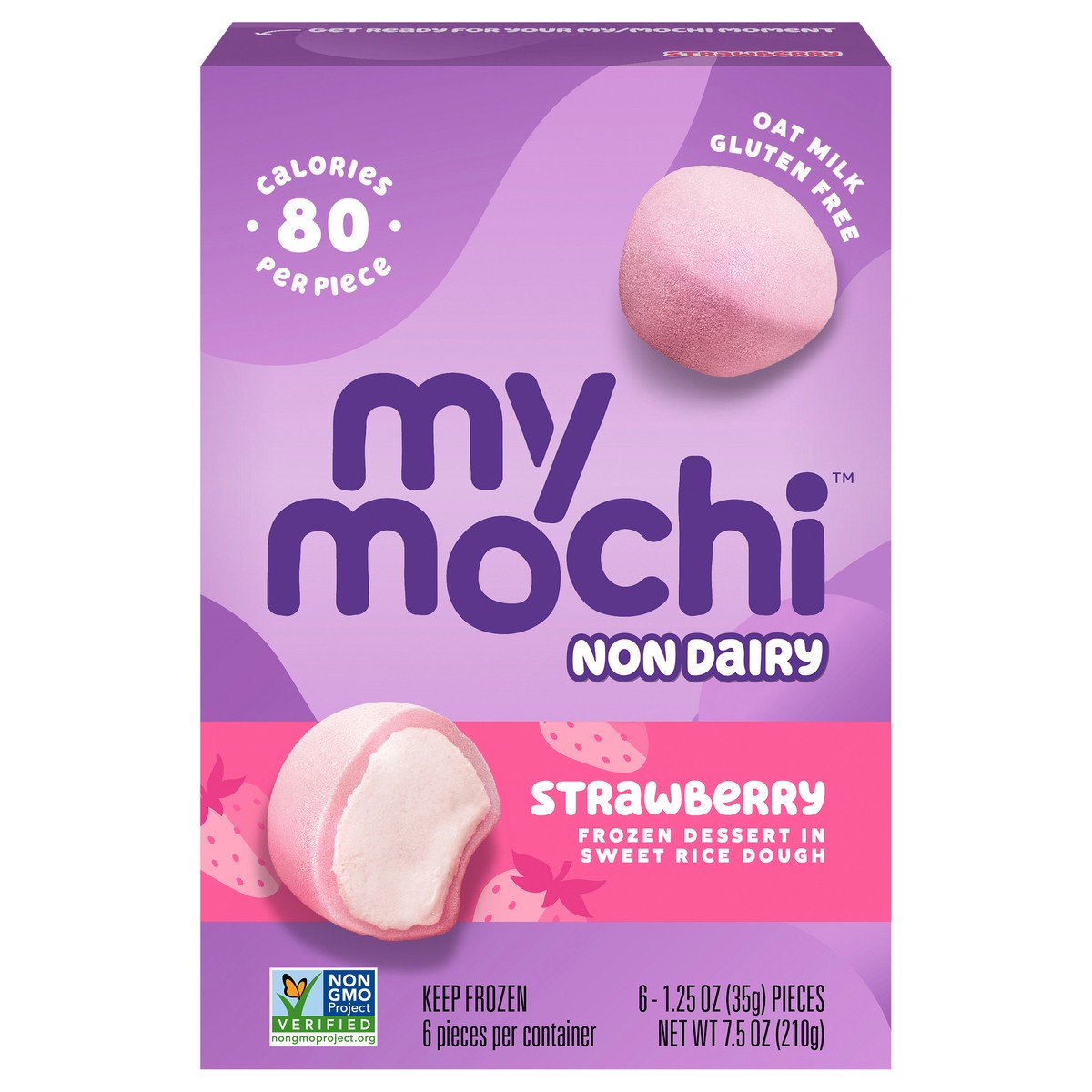 slide 1 of 9, My/Mochi Non-Dairy Strawberry Frozen Dessert, 6 ct; 1.5 oz