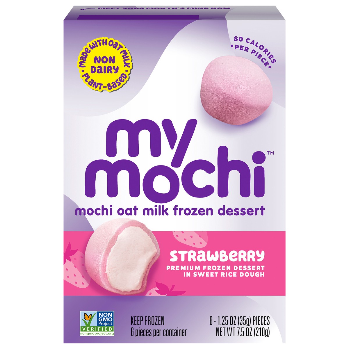 slide 1 of 9, My/Mochi Non-Dairy Frozen Dessert Strawberry, 6-Pack, 6 ct; 1.5 oz