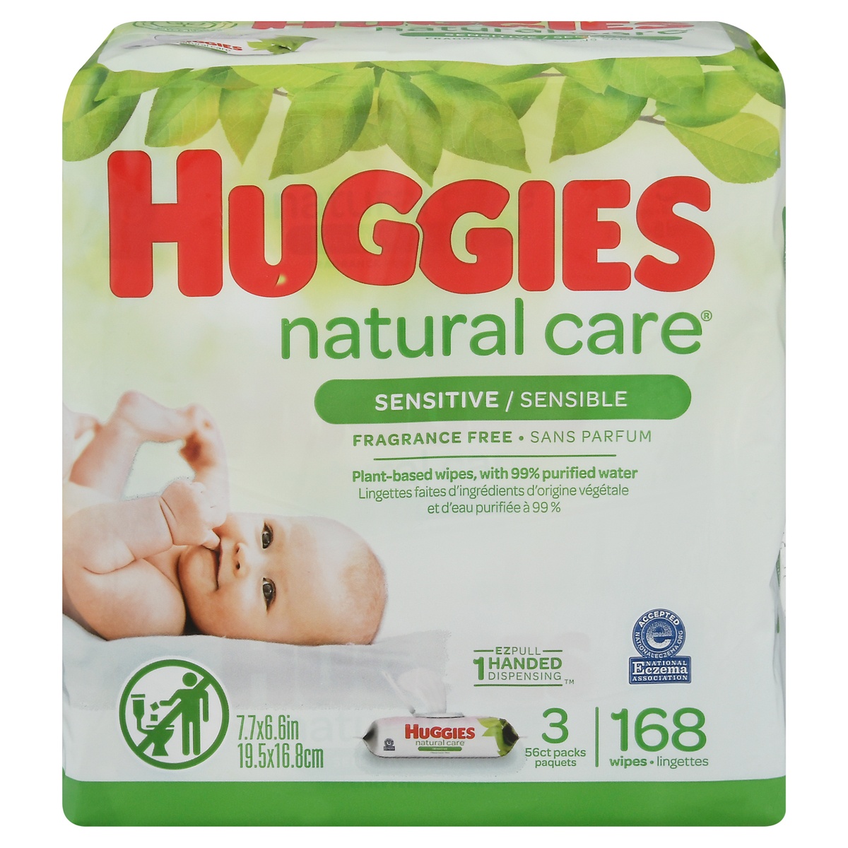 slide 1 of 1, Huggies Natural Care Baby Wipes Unscented, 3 pk; 168 ct