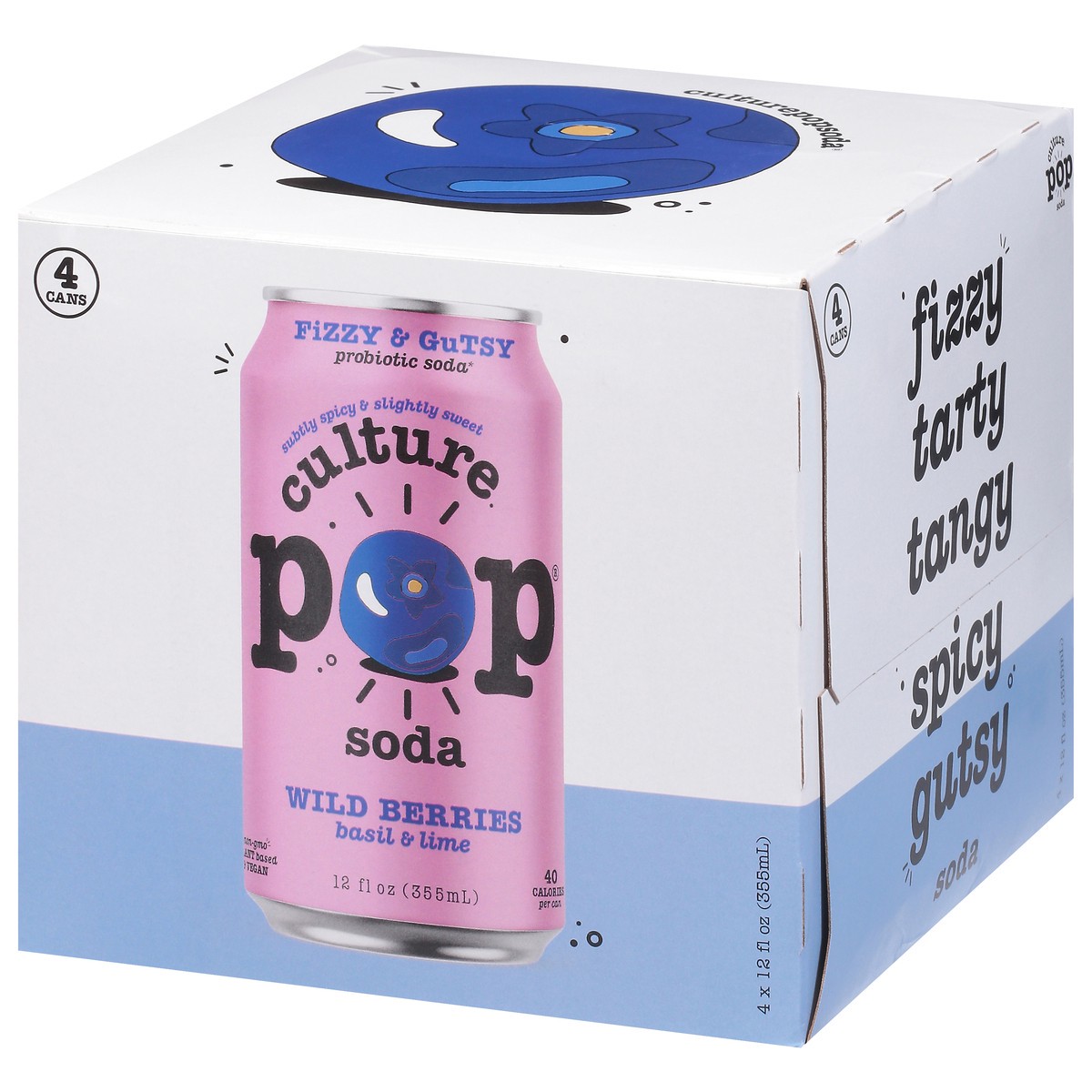 slide 13 of 14, Culture Pop Wild Berries Basil & Lime Probiotic Soda - 4 ct, 4 ct; 12 fl oz