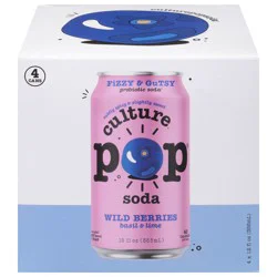 Culture Pop Wild Berries Basil & Lime Probiotic Soda - 4 ct