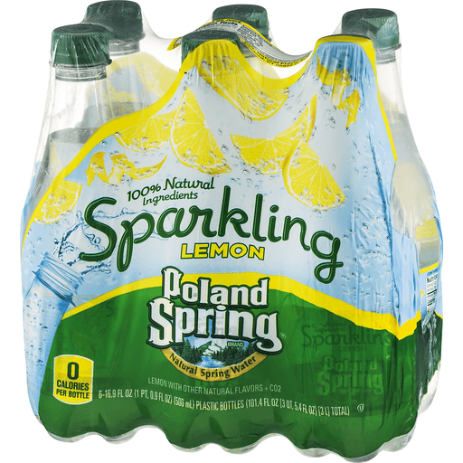 slide 3 of 8, Poland Spring Brand Sparkling Natural Spring Water Lemon Bottles, 6 ct; 16.9 fl oz