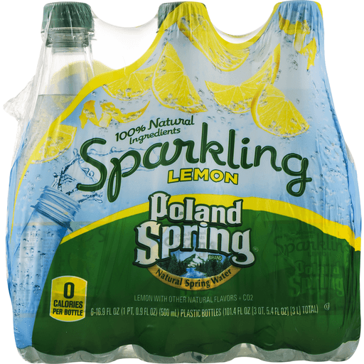 slide 4 of 8, Poland Spring Brand Sparkling Natural Spring Water Lemon Bottles, 6 ct; 16.9 fl oz