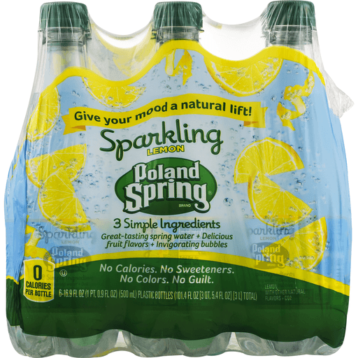 slide 7 of 8, Poland Spring Brand Sparkling Natural Spring Water Lemon Bottles, 6 ct; 16.9 fl oz