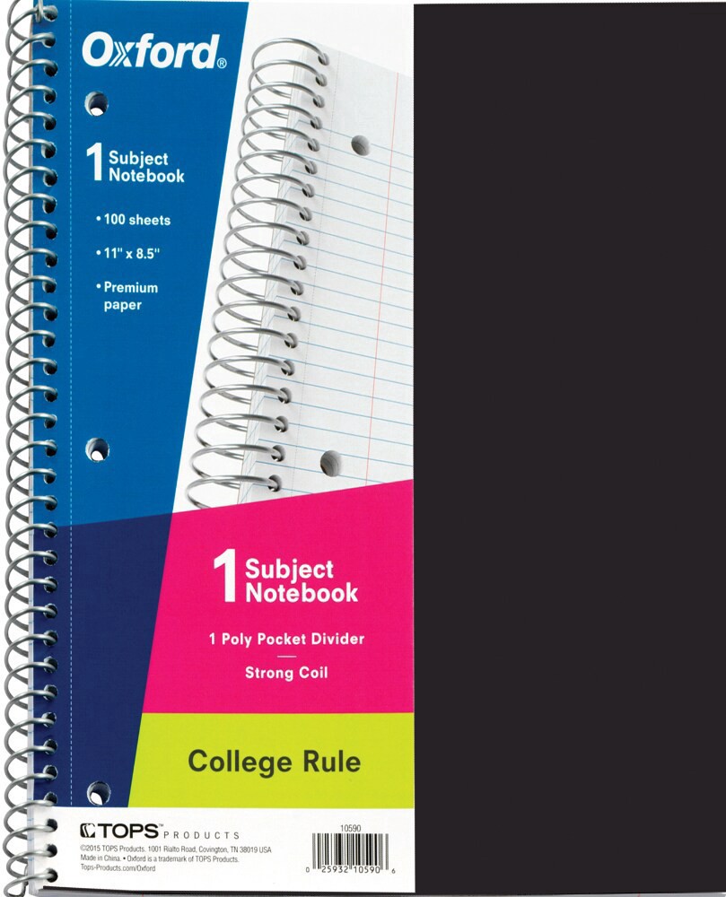 slide 1 of 1, Oxford 1 Subject College Rule Spiral Notebook, 1 ct