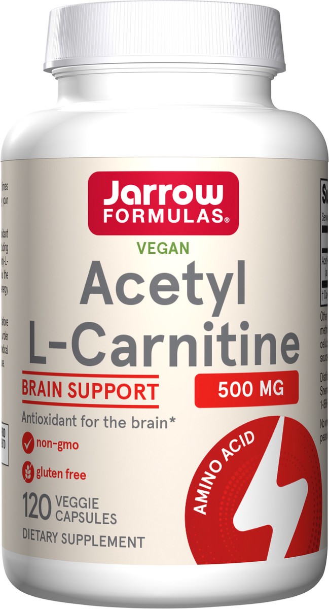slide 4 of 4, Jarrow Formulas Acetyl L-Carnitine 500 mg - Antioxidant Protection for the Brain - Supports Energy Production & Metabolism - Heart & Cardiovascular Health - 120 Veggie Capsules, 120 ct