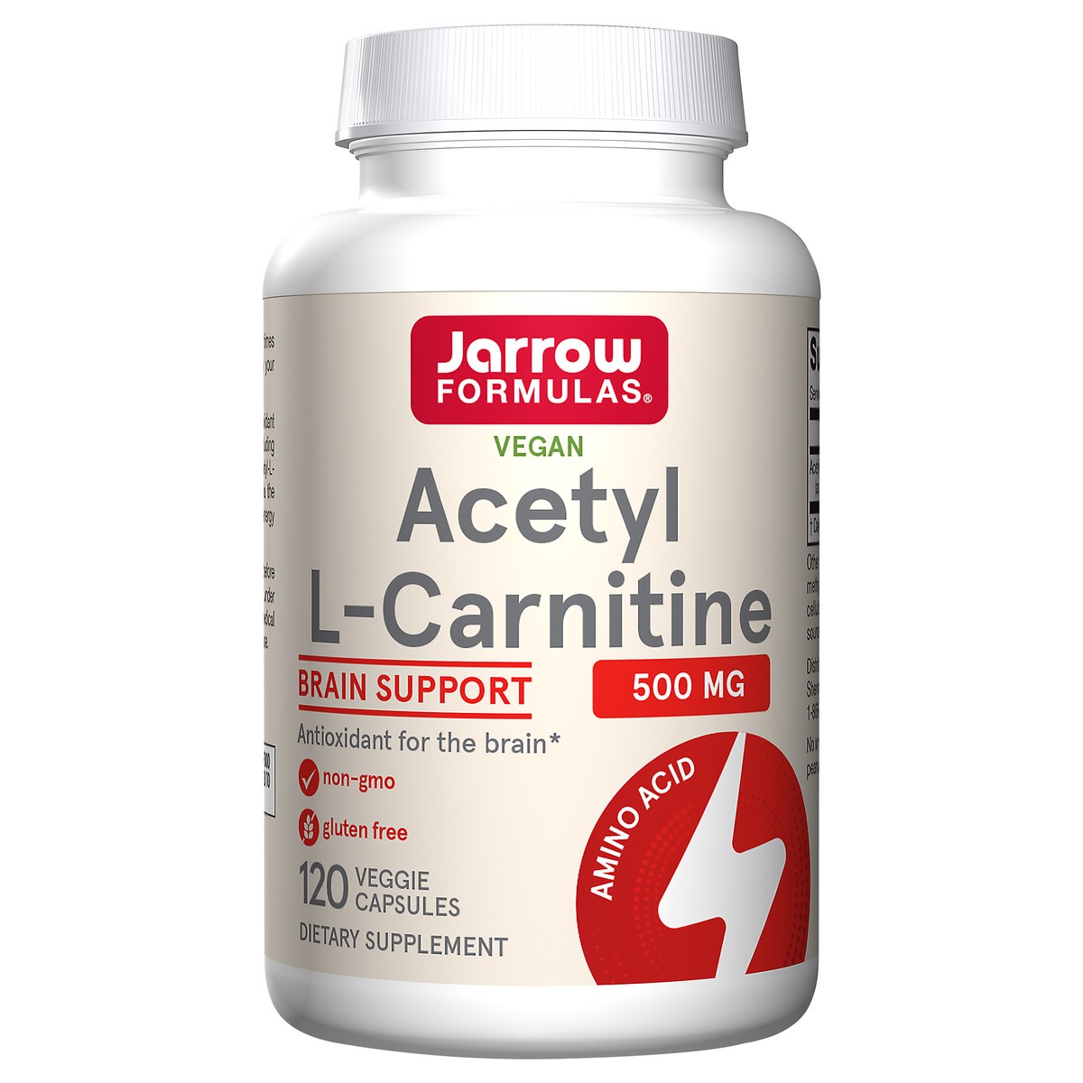 slide 3 of 4, Jarrow Formulas Acetyl L-Carnitine 500 mg - Antioxidant Protection for the Brain - Supports Energy Production & Metabolism - Heart & Cardiovascular Health - 120 Veggie Capsules, 120 ct
