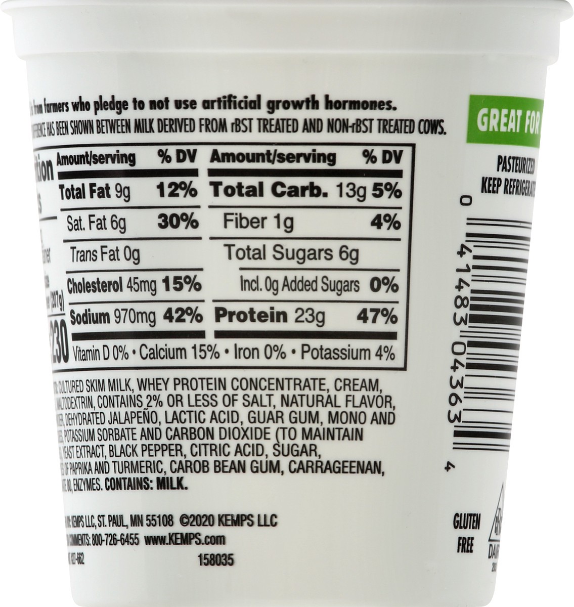slide 6 of 13, Kemps Small Curd 4% Milkfat Min Bold Jalapeno Cheddar Cottage Cheese 7.3 oz, 7.3 oz