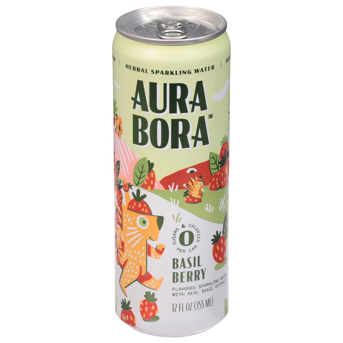 slide 1 of 9, Aura Bora Basil Berry Herbal Sparkling Water - 12 fl oz, 12 fl oz