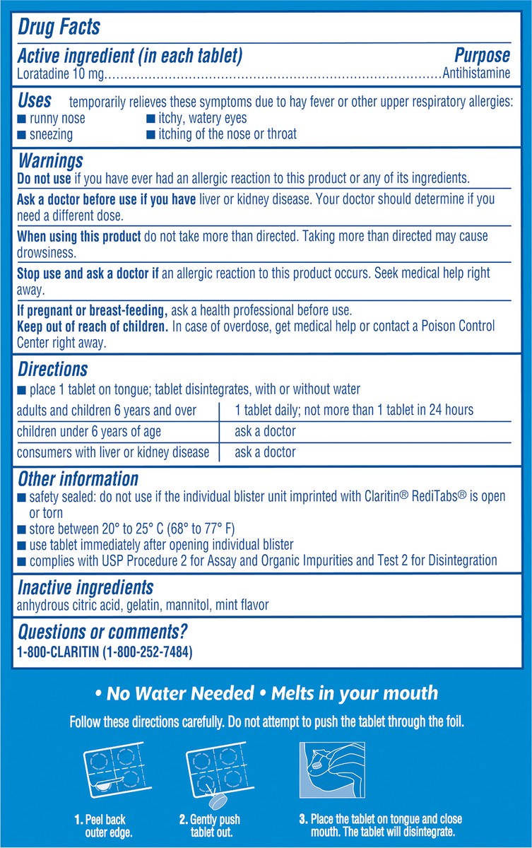 slide 2 of 10, CLARITIN Childrens 24hr. RediTabs 10mg. 10ct., 10 ct
