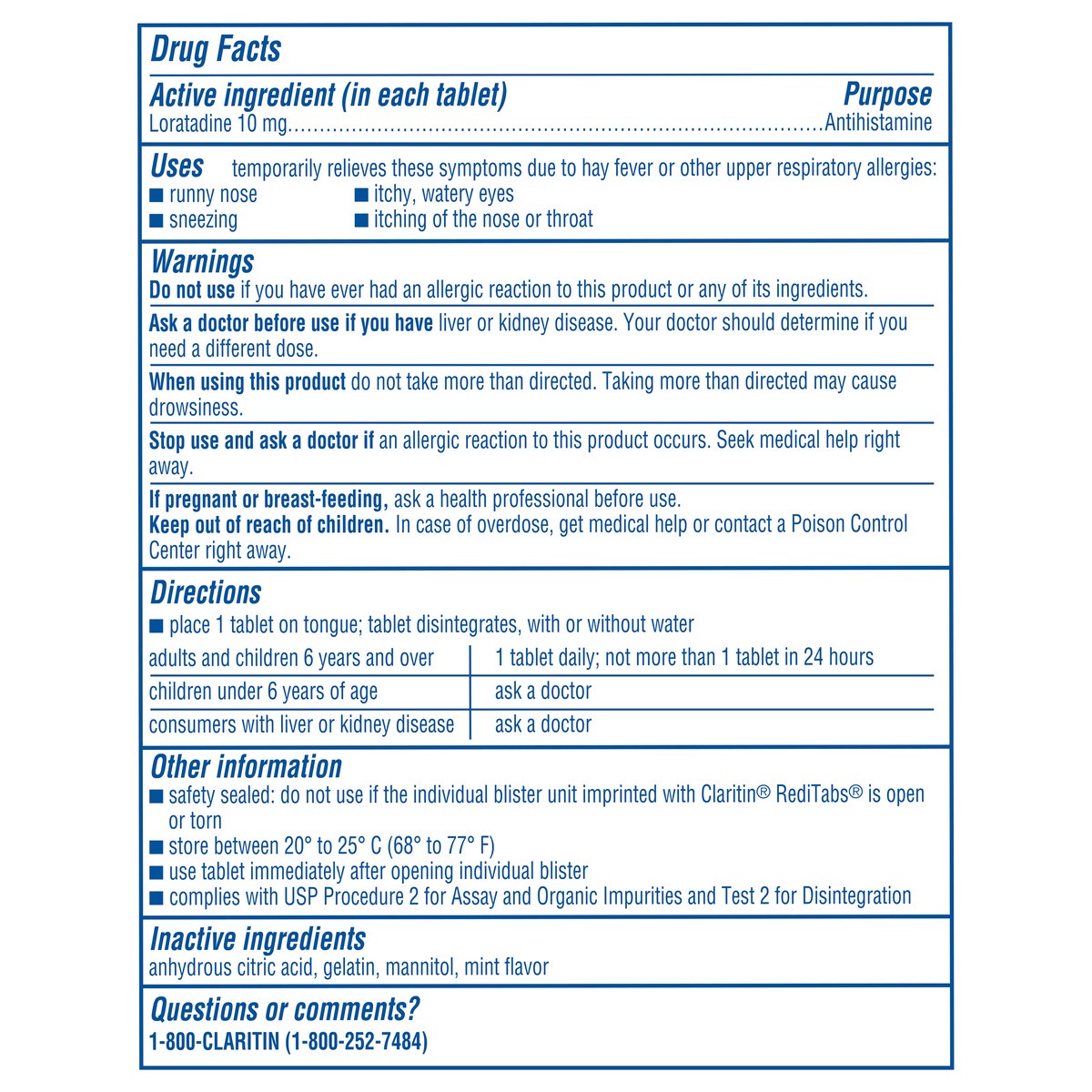 slide 4 of 10, CLARITIN Childrens 24hr. RediTabs 10mg. 10ct., 10 ct