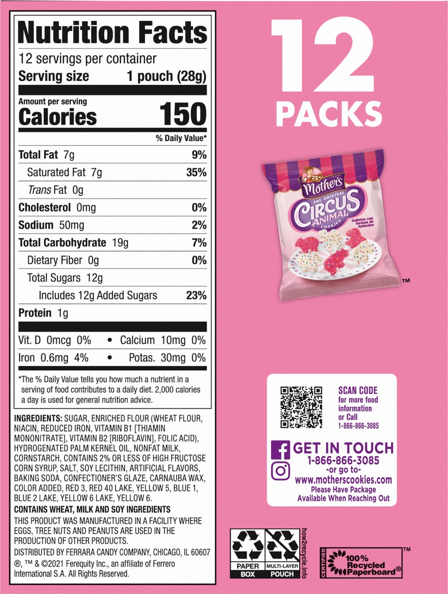 slide 7 of 14, Mother's Circus Animal Cookies 12 - 1 oz Pouch, 12 ct