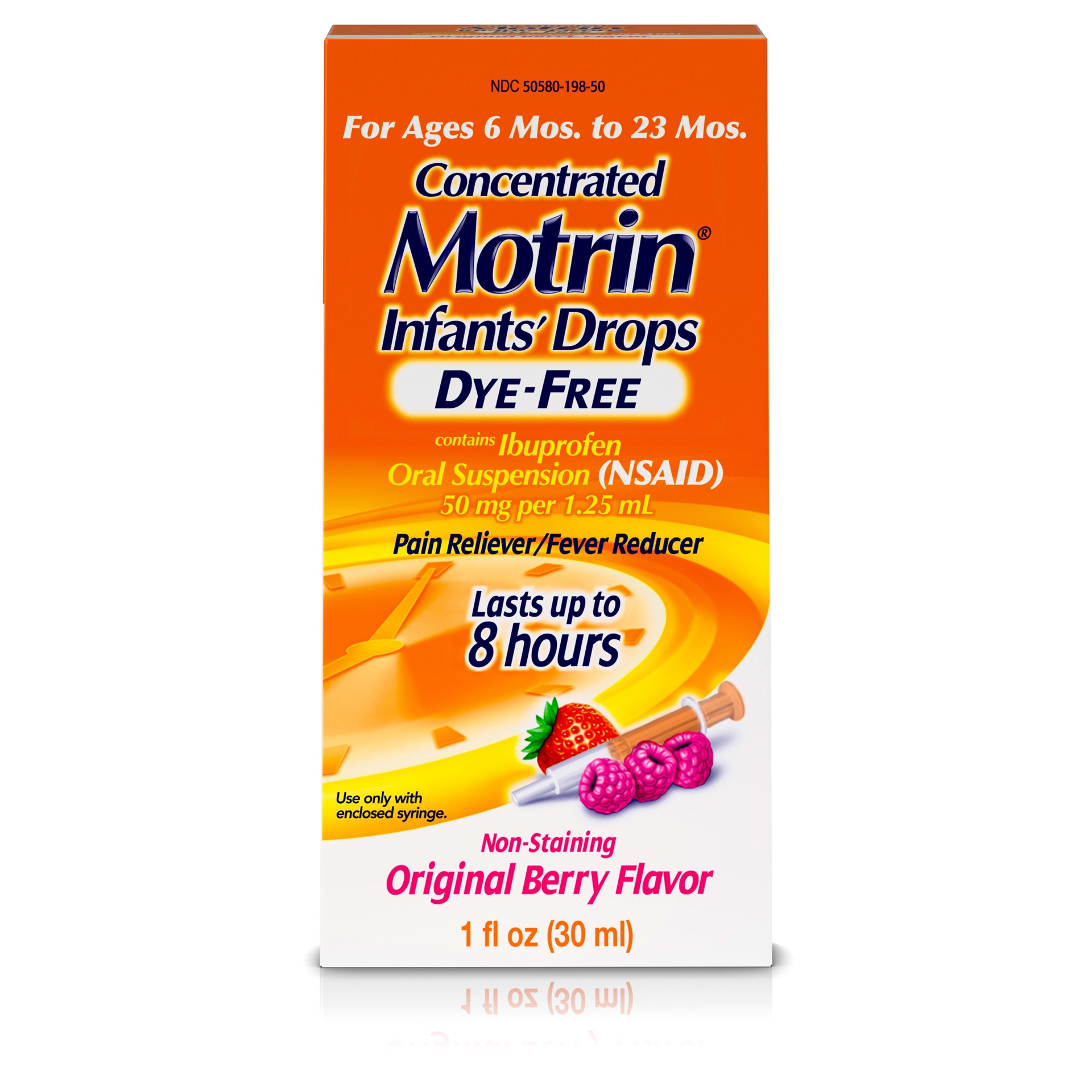 slide 1 of 11, Motrin Infants' Original Berry Flavor Pain Reliever & Fever Reducer Drops, 1 fl oz