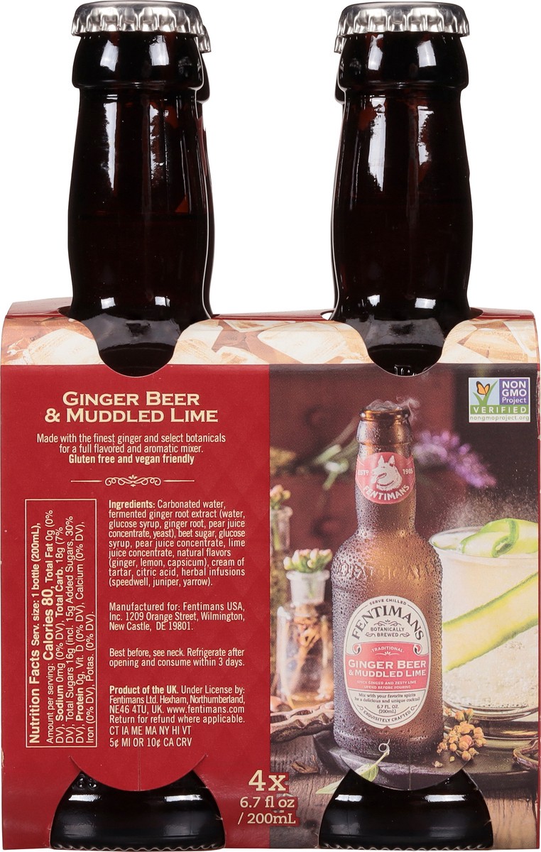 slide 5 of 9, Fentimans Ginger Beer & Lime 4 Pack, 26.8 fl oz