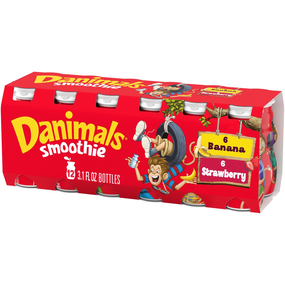 slide 10 of 15, Danimals Dannon Danimals Strawberry Explosion/Banana Split Smoothie, 12 oz