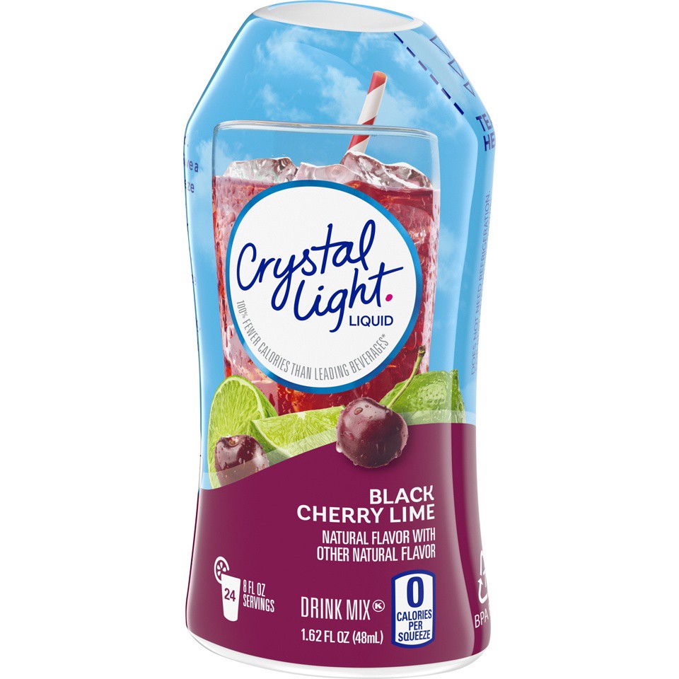 slide 8 of 8, Crystal Light Sugar Free Calorie Free Black Cherry Lime Liquid Drink Mix, Caffeine Free Bottle - 1.62 oz, 1.62 oz