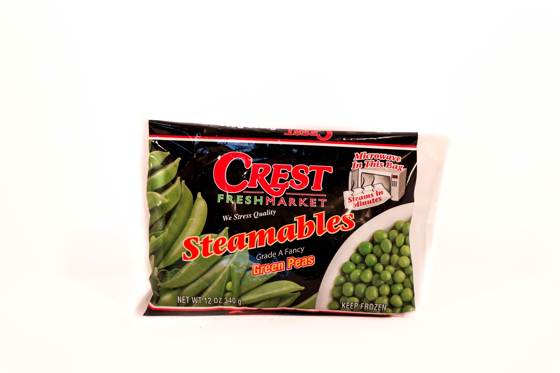 slide 1 of 1, Crest Fresh Market Steamable Green Peas, 12 oz