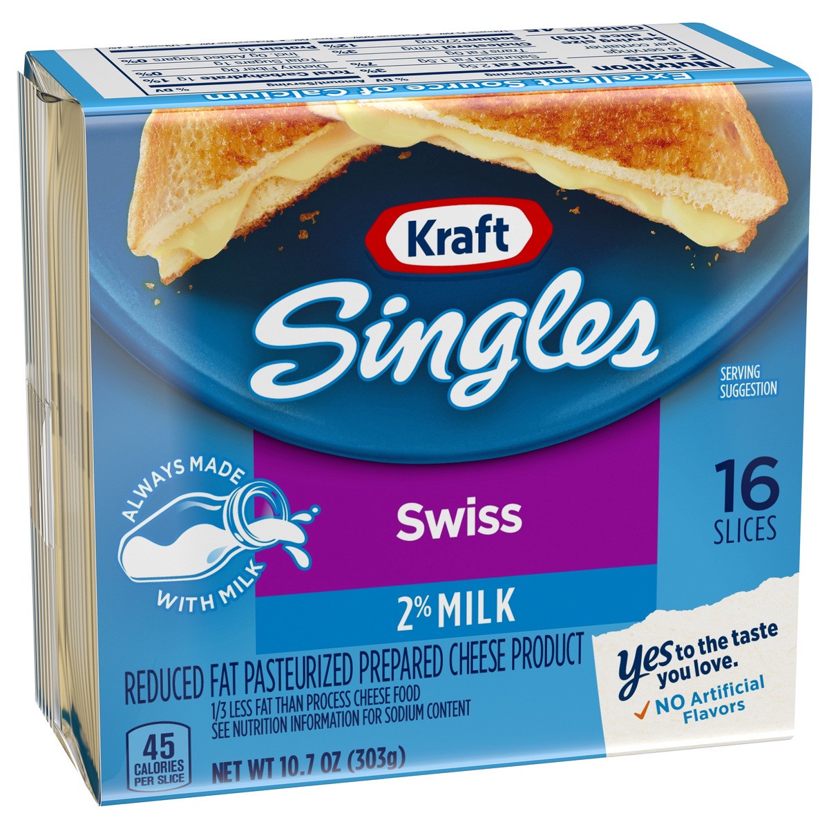 slide 2 of 10, Kraft Singles Swiss Cheese Slices with 2% Milk, 16 ct Pack, 16 ct