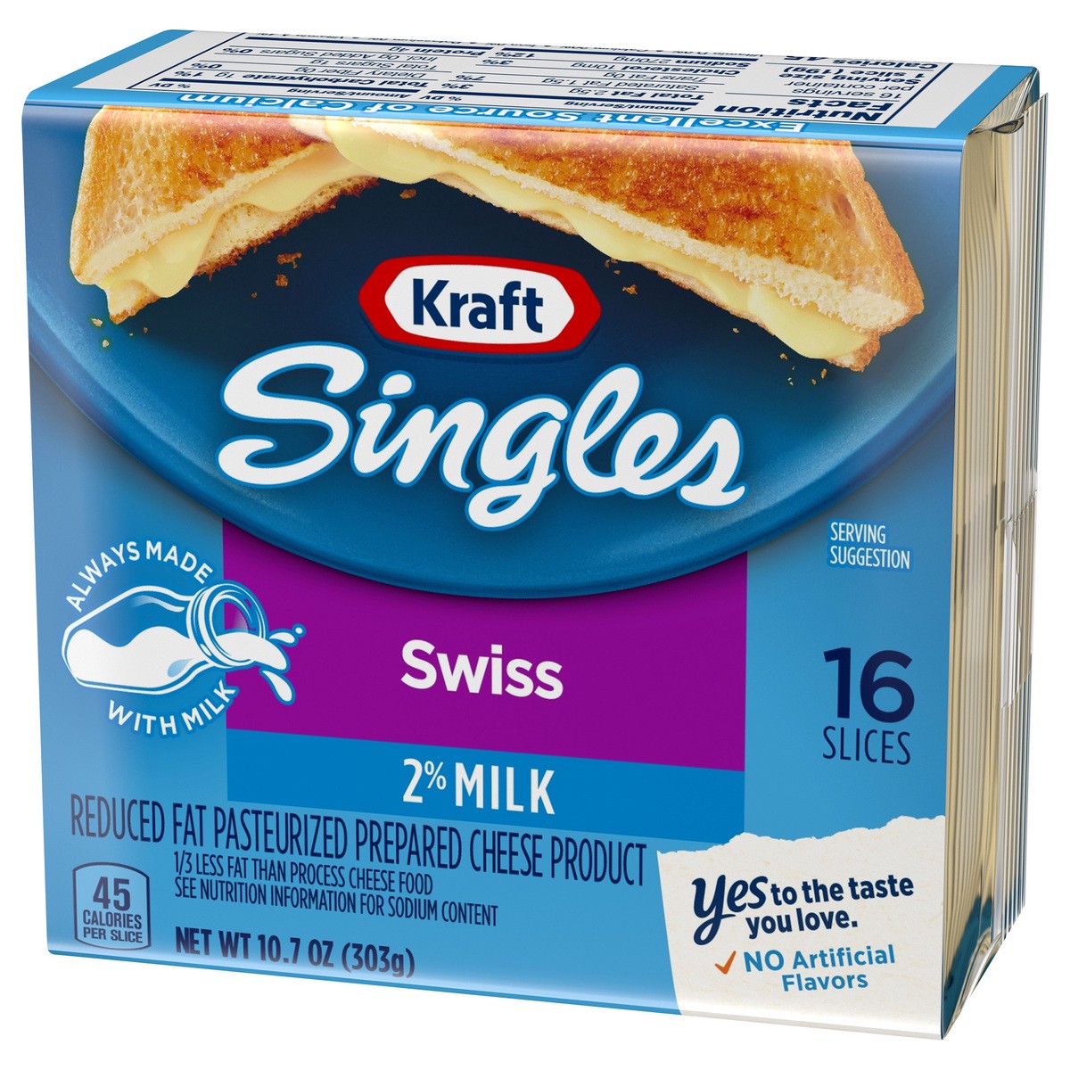 slide 3 of 10, Kraft Singles Swiss Cheese Slices with 2% Milk, 16 ct Pack, 16 ct