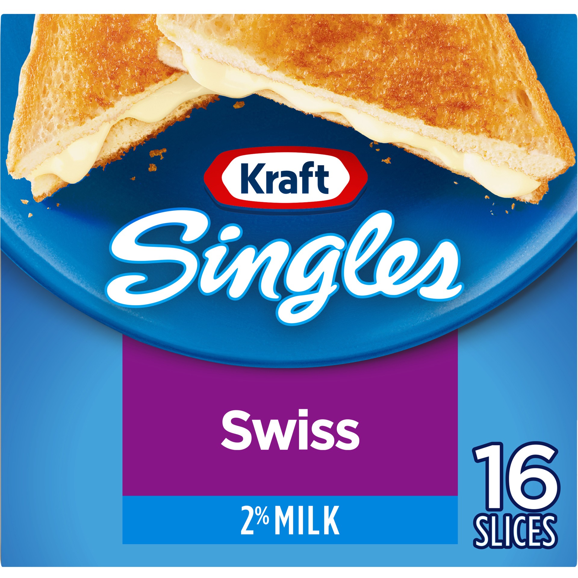 slide 1 of 10, Kraft Singles Swiss Cheese Slices with 2% Milk, 16 ct Pack, 16 ct