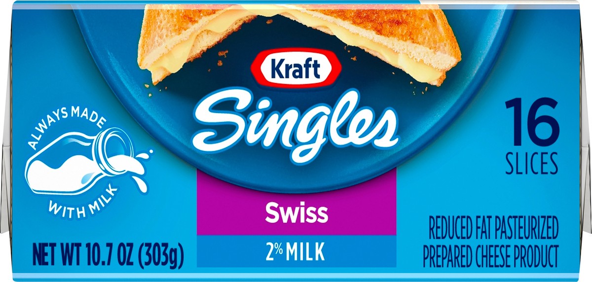 slide 8 of 10, Kraft Singles Swiss Cheese Slices with 2% Milk, 16 ct Pack, 16 ct