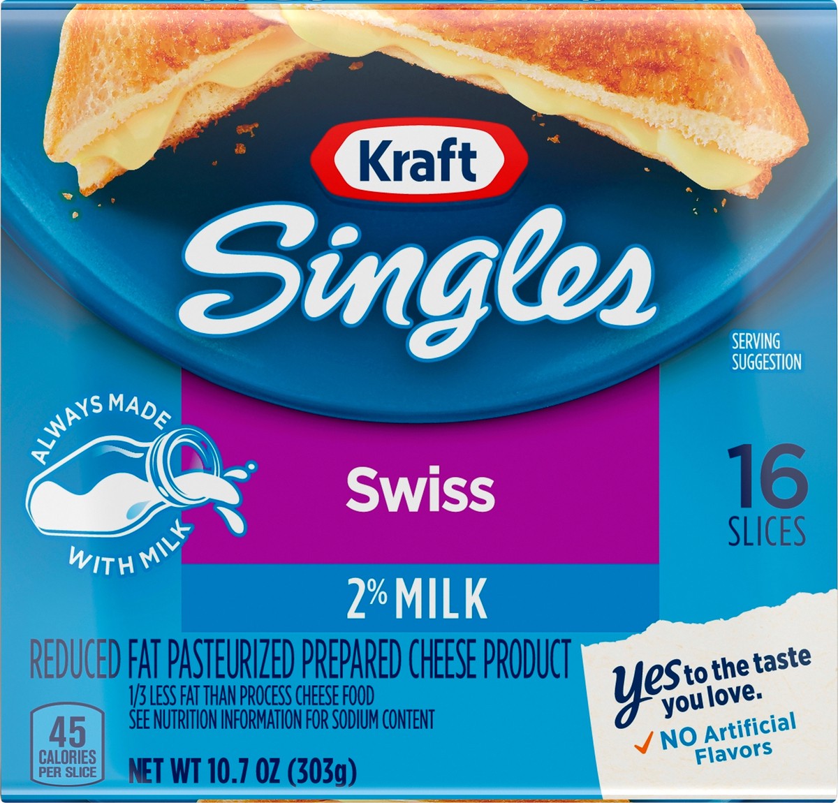 slide 9 of 10, Kraft Singles Swiss Cheese Slices with 2% Milk, 16 ct Pack, 16 ct