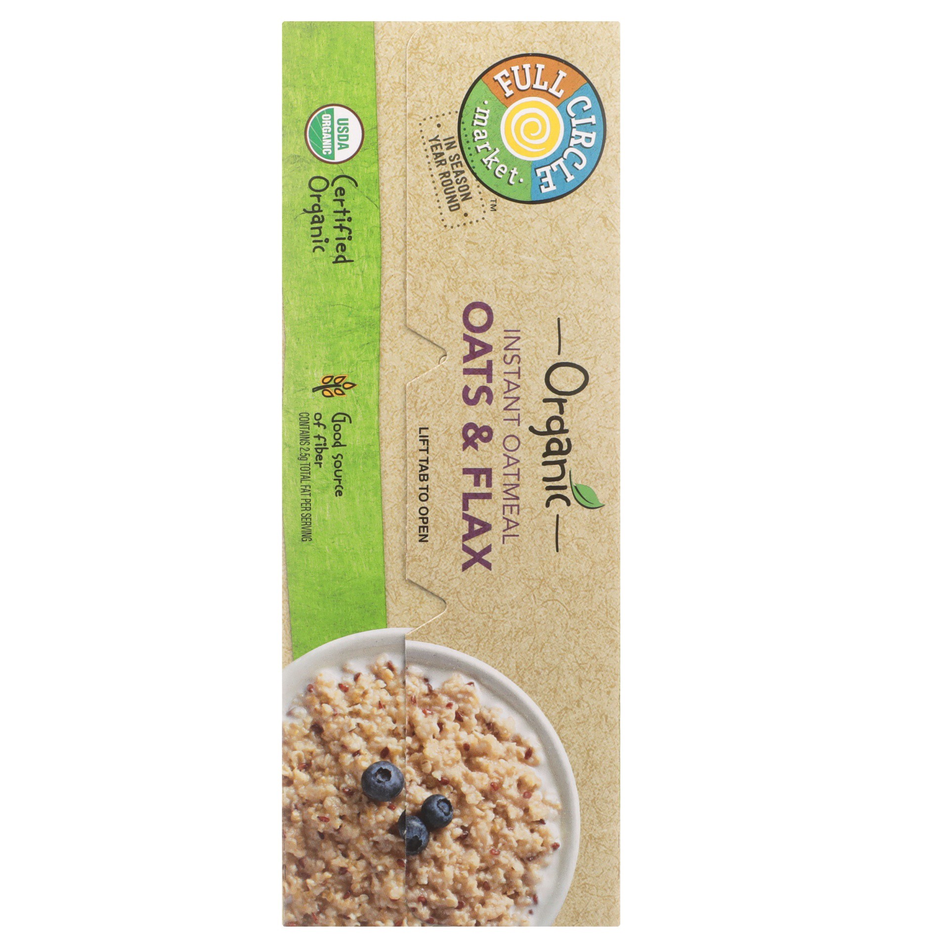 slide 4 of 6, Full Circle Market Organic Instant Flax Oatmeal, 8 ct