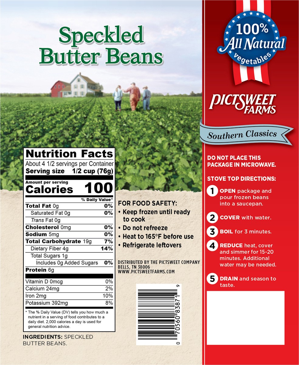 slide 2 of 3, PictSweet Butter Beans, 12 oz