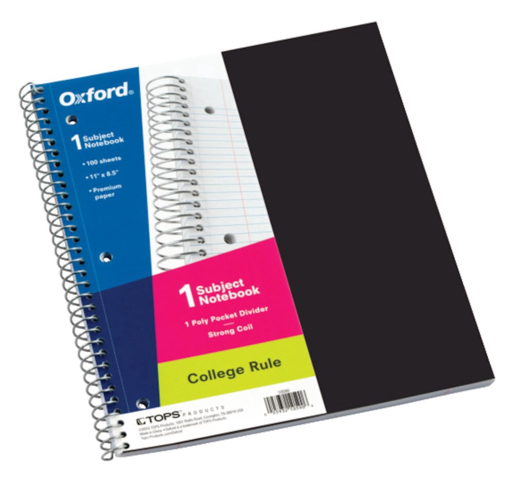 slide 1 of 1, Oxford Sub Poly College Rule Notebook, 1 ct