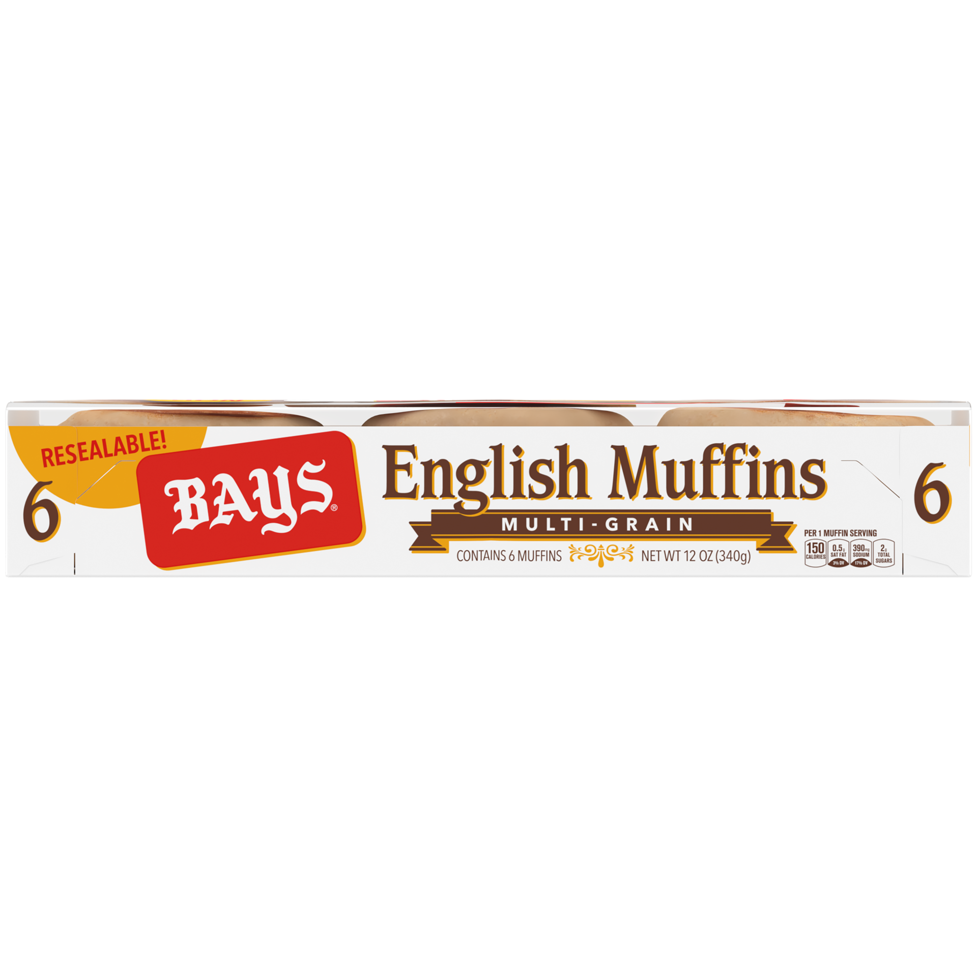 slide 4 of 5, Bays Multi-Grain English Muffins, 6 count, 12 oz, 6 ct