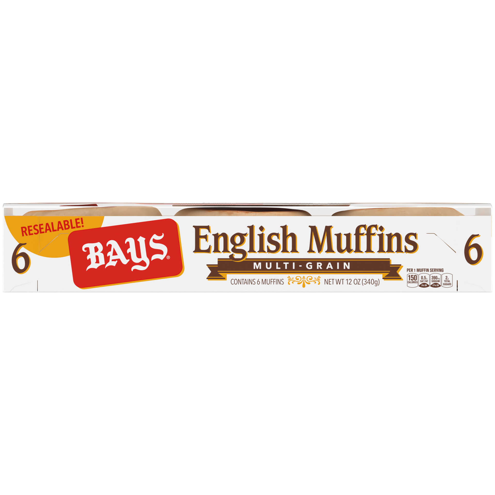 slide 1 of 5, Bays Multi-Grain English Muffins, 6 count, 12 oz, 6 ct