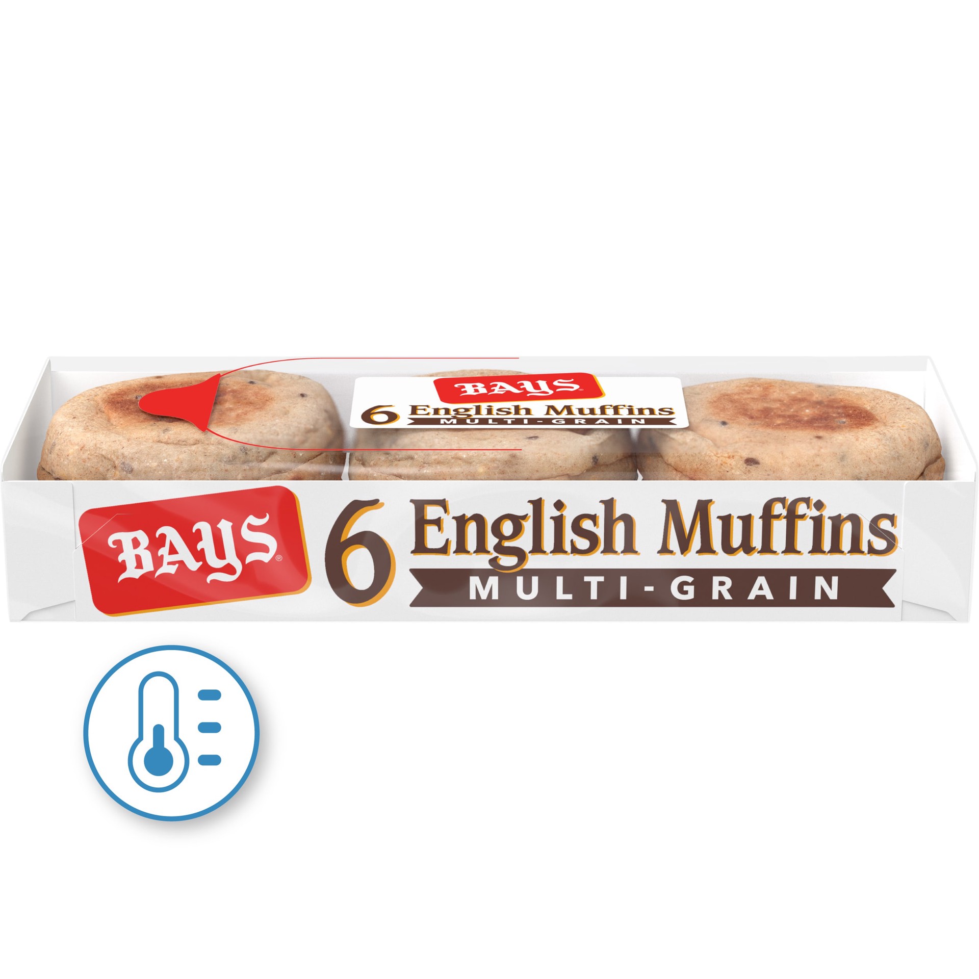 slide 1 of 5, Bays Multi-grain English Muffins, 6 count, Pre-sliced English Muffins, 12 oz Tray, 6 ct