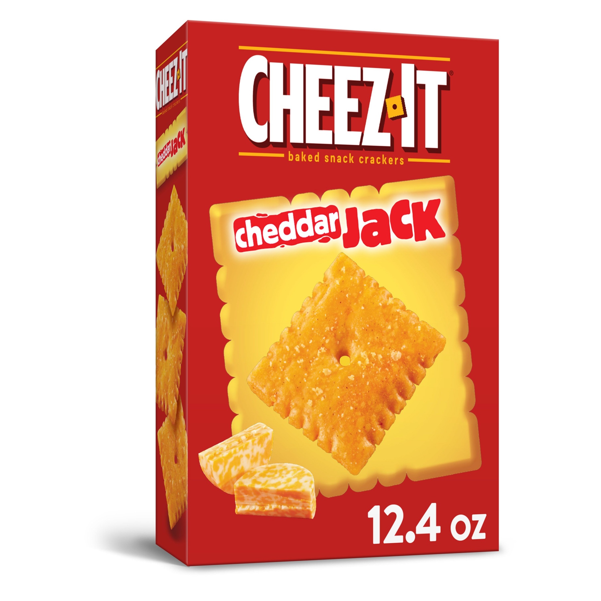slide 1 of 7, Cheez-It Cheese Crackers, Baked Snack Crackers, Cheddar Jack, 12.4 oz