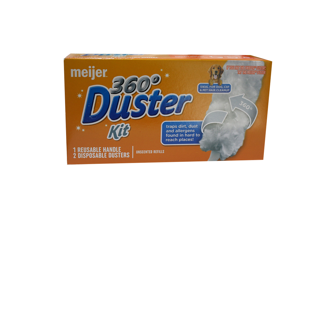 slide 1 of 1, Meijer 360 Duster Refills, 2 Disposable Dusters, 1 Reusable Handle, 1 ct